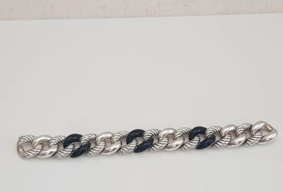 David Yurman Belmont Curb Link Bracelet With Black - Picture 8 of 16